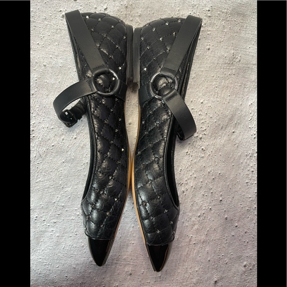 Valentino Garavani Quilted Rockstud Metal Cap Toe Ballerina Flats (8) - Picture 3 of 9